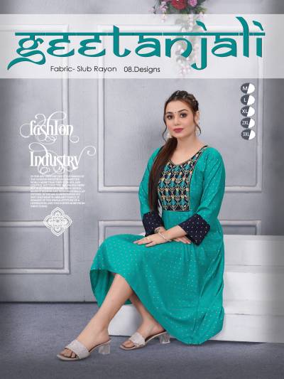 GEETANJALI BY FT DESIGNER RAYON PRINT GOWNS WHOLESALER IN INDIA
